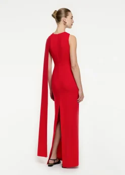 Ready To Wear|Ready To Wear Roland Mouret Asymmetric Stretch Cady Maxi Dress Red