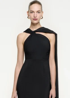 Ready To Wear|Ready To Wear Roland Mouret Asymmetric Stretch Cady Midi Dress Black