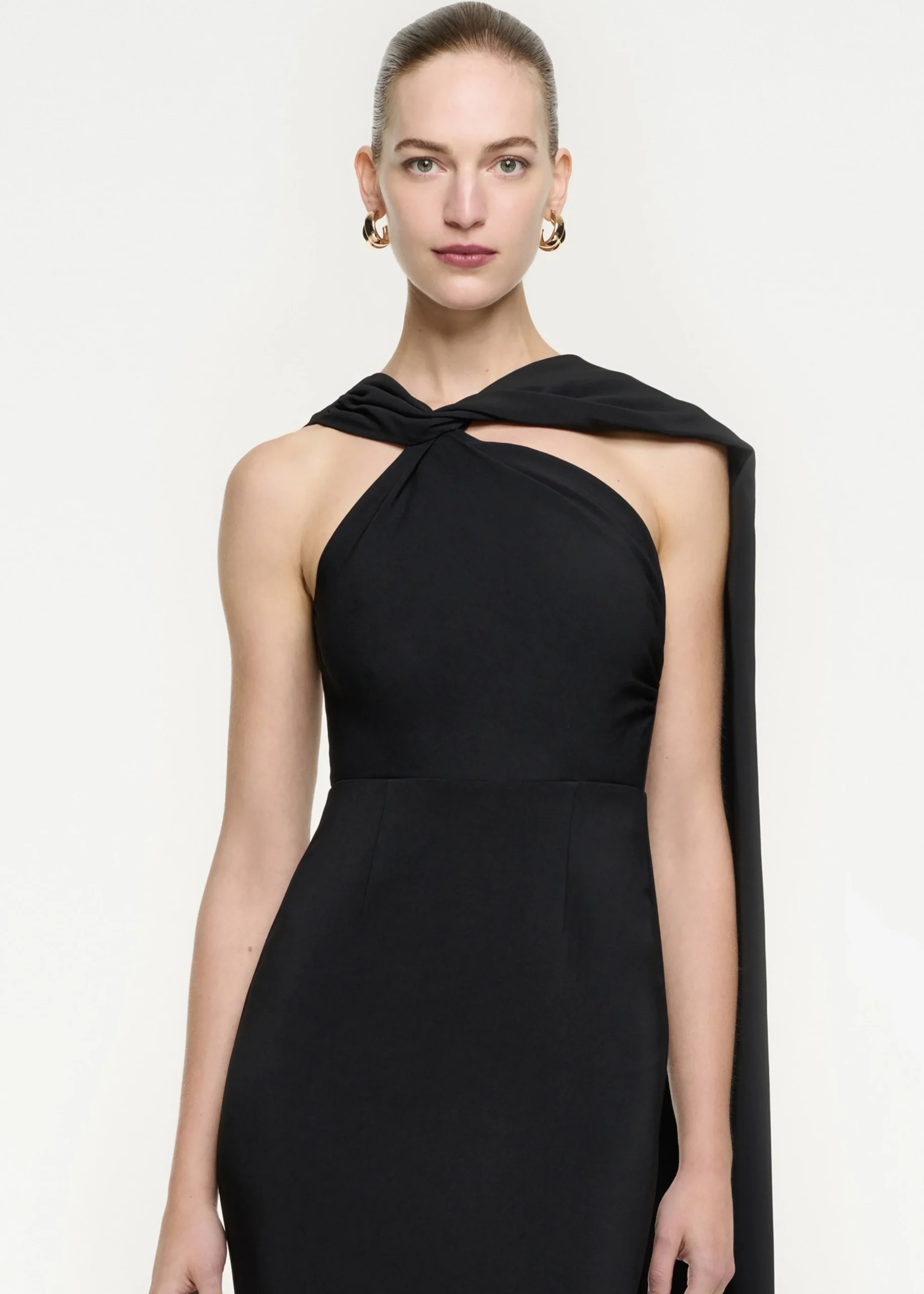 Ready To Wear|Ready To Wear Roland Mouret Asymmetric Stretch Cady Midi Dress Black