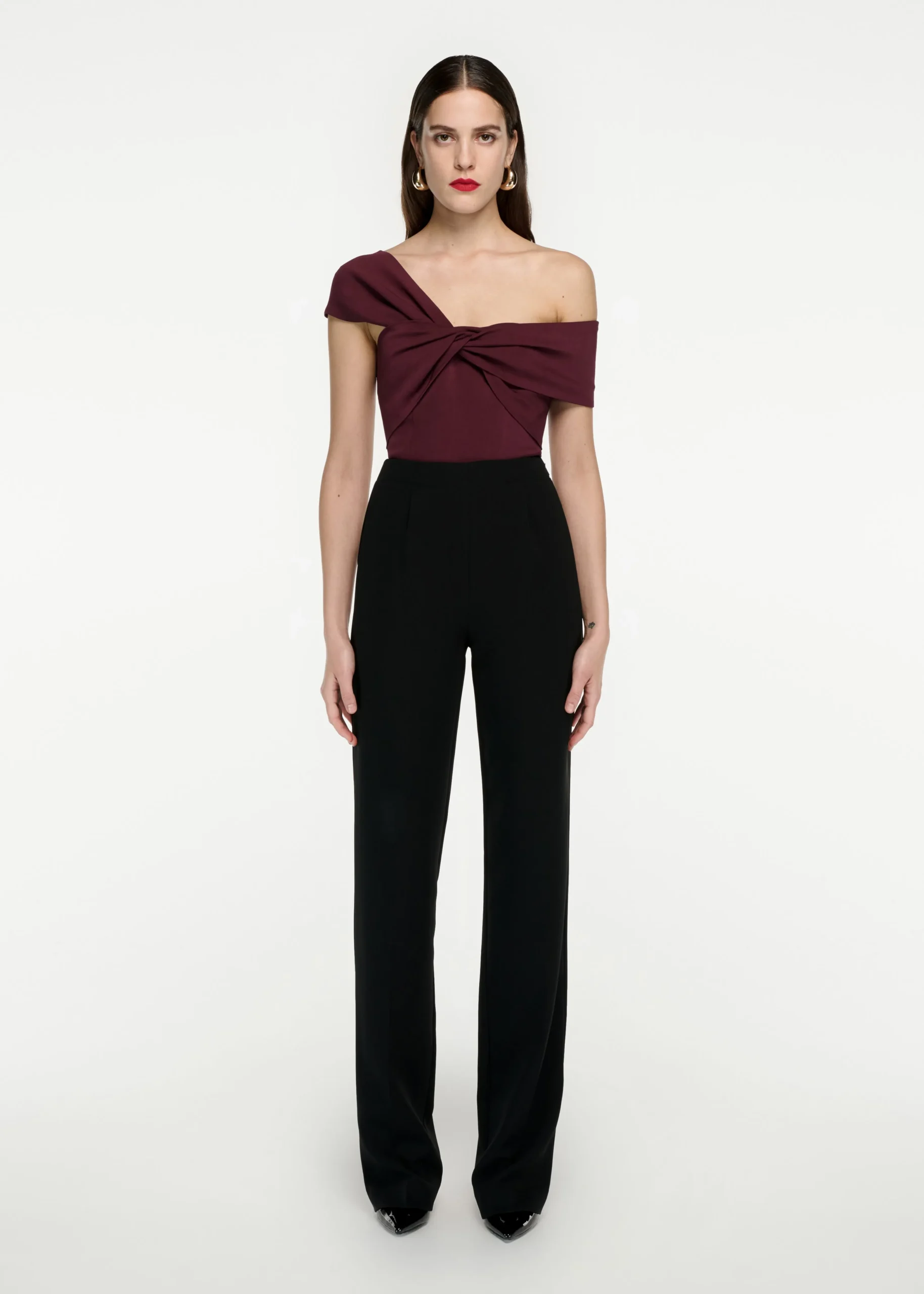 Ready To Wear|Ready To Wear Roland Mouret Asymmetric Stretch Cady Top Maroon