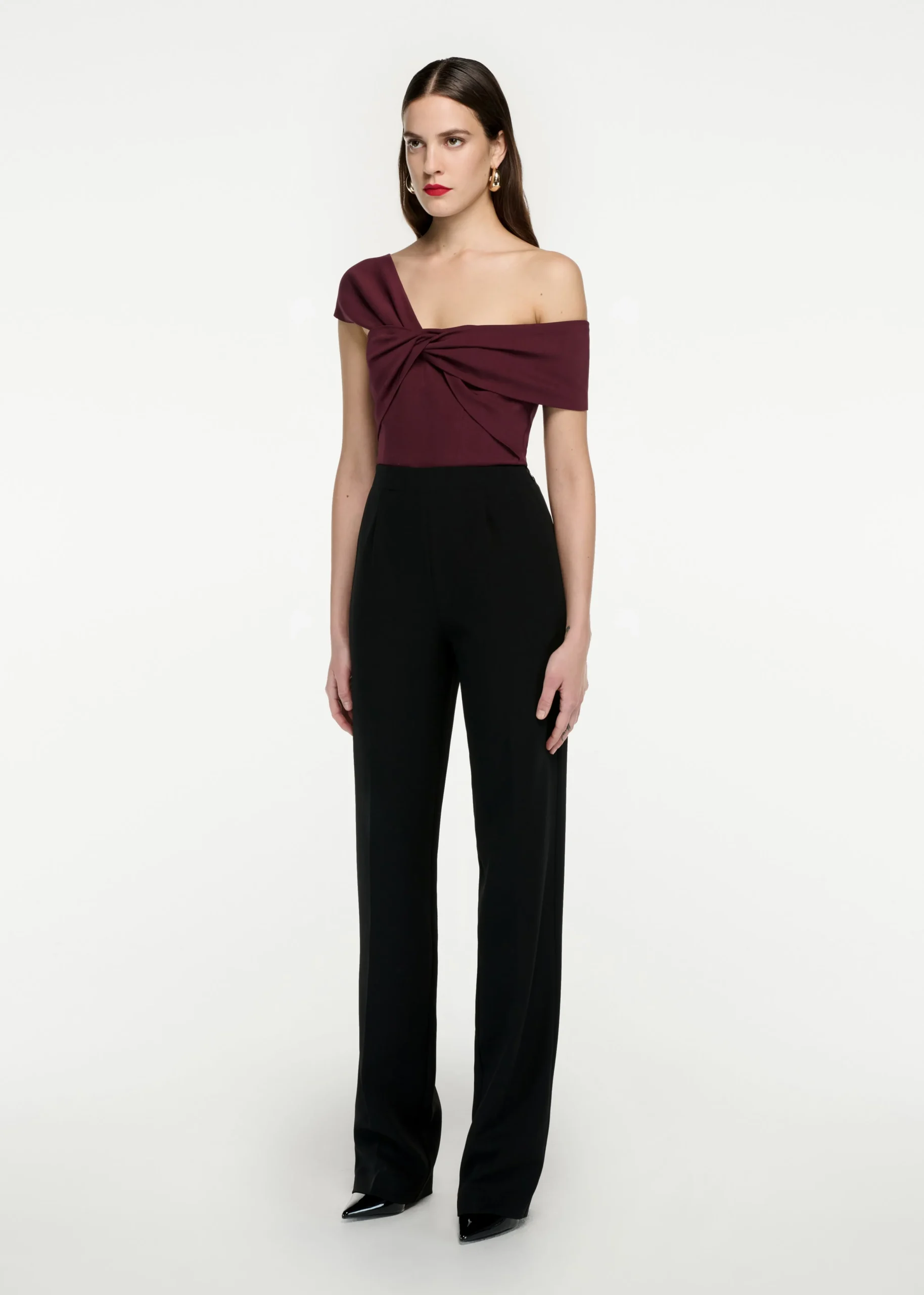 Ready To Wear|Ready To Wear Roland Mouret Asymmetric Stretch Cady Top Maroon