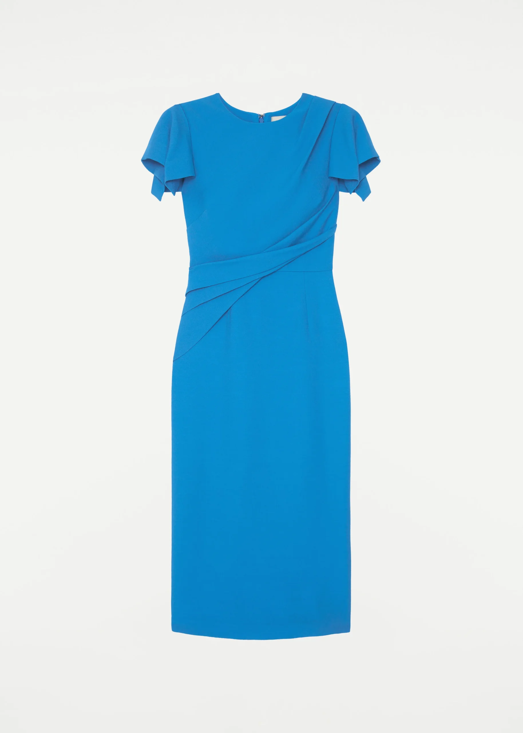 Ready To Wear|Ready To Wear Roland Mouret Cap Sleeve Silk Wool Midi Dress Blue