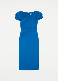 Ready To Wear|Ready To Wear Roland Mouret Cap Sleeve Stretch Cady Midi Dress Blue