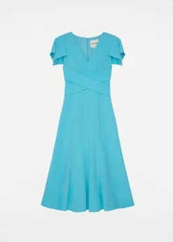 Ready To Wear|Ready To Wear Roland Mouret Cap Sleeve Stretch Cady Midi Dress Blue