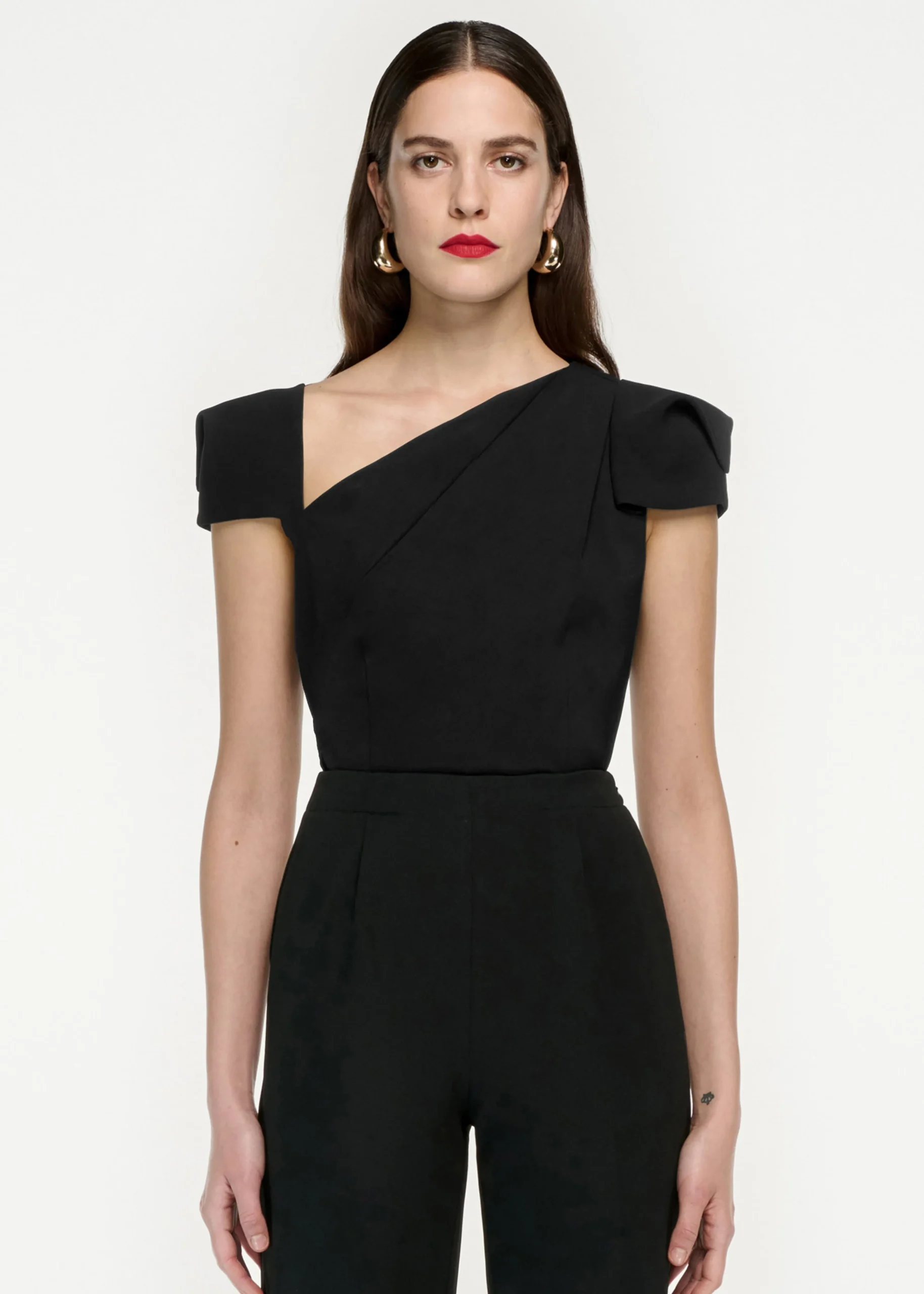 Ready To Wear|Ready To Wear Roland Mouret Cap Sleeve Stretch Cady Top Black