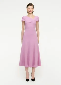 Ready To Wear|Ready To Wear Roland Mouret Cap Sleeve Wool Crepe Midi Dress Pink