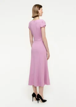 Ready To Wear|Ready To Wear Roland Mouret Cap Sleeve Wool Crepe Midi Dress Pink