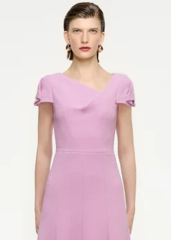 Ready To Wear|Ready To Wear Roland Mouret Cap Sleeve Wool Crepe Midi Dress Pink