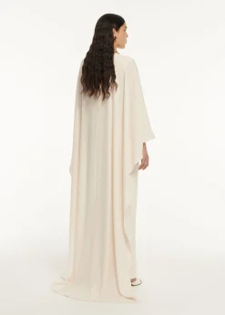 Ready To Wear Roland Mouret Cape Satin Crepe Maxi Dress Cream