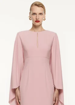 Ready To Wear Roland Mouret Cape Satin Crepe Maxi Dress Pink