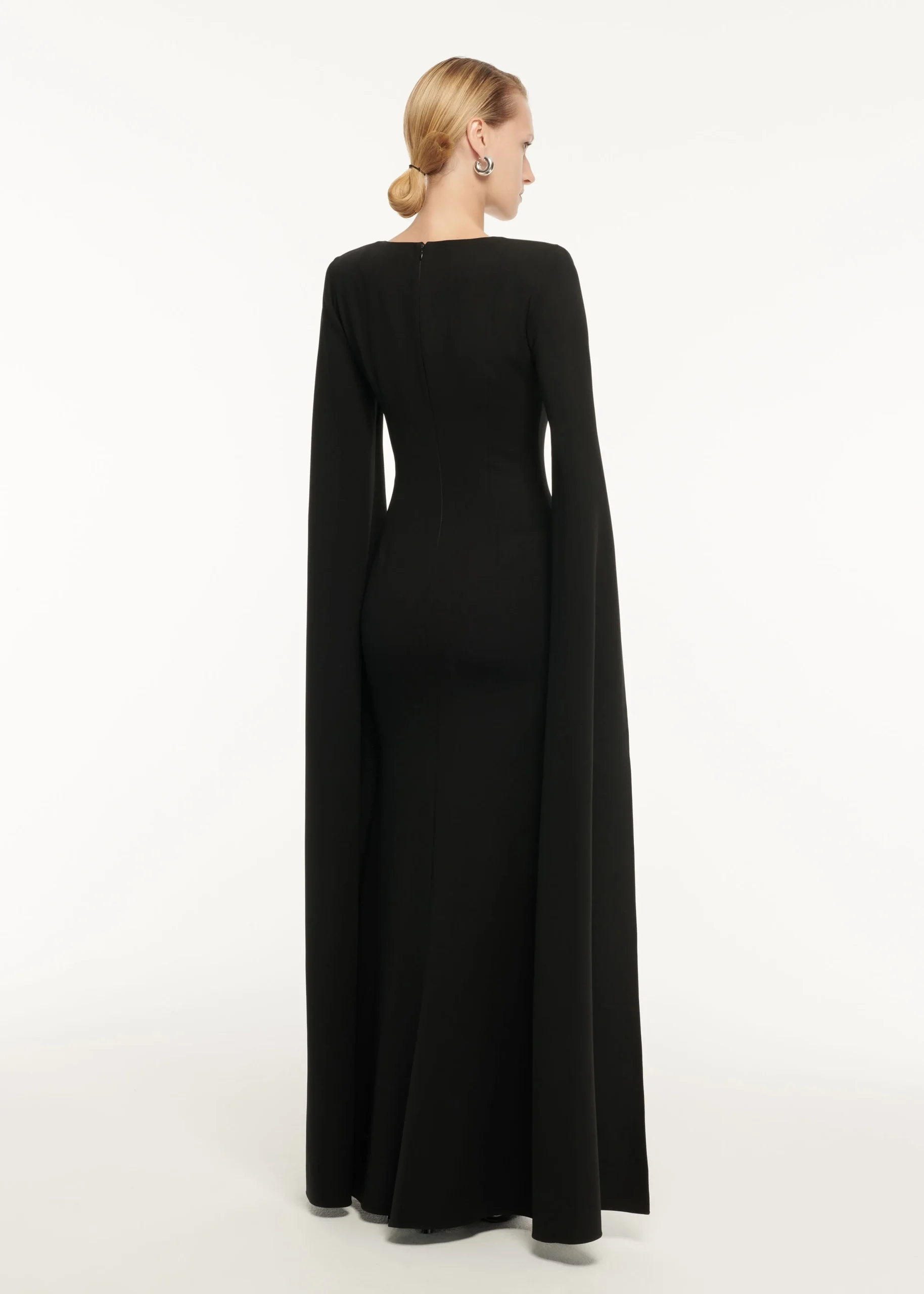 Ready To Wear Roland Mouret Cape Sleeve Stretch Cady Maxi Dress Black