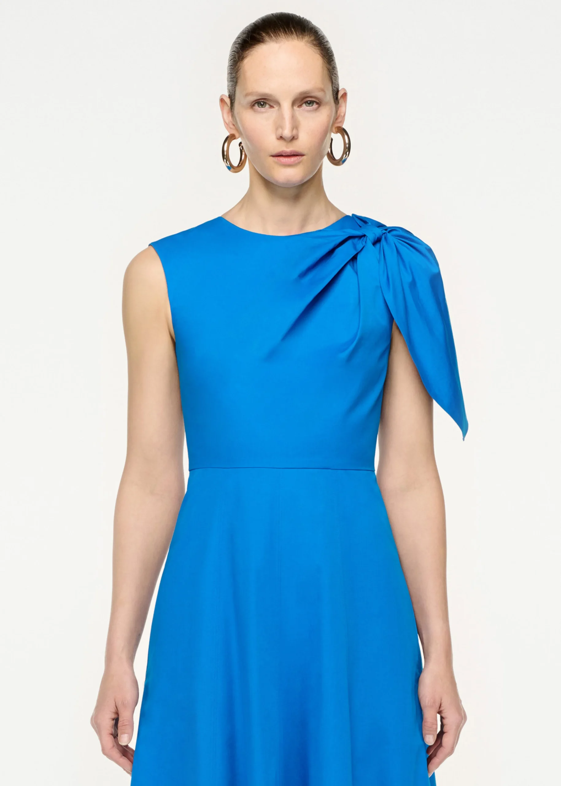 Ready To Wear|Ready To Wear Roland Mouret Cotton Poplin Midi Dress Blue