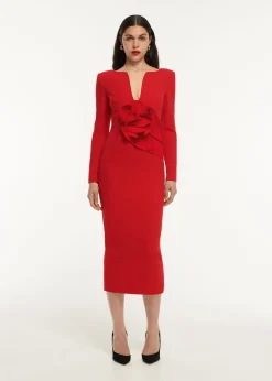 Ready To Wear|Ready To Wear Roland Mouret Flower Detail Midi Dress