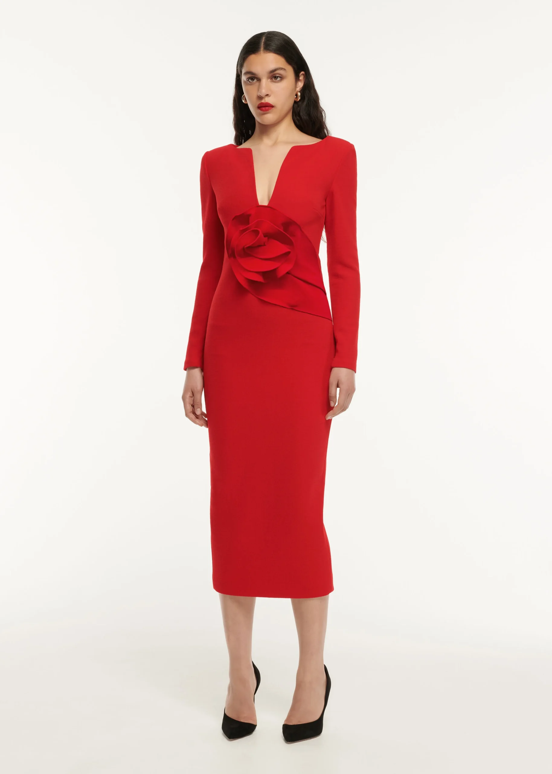 Ready To Wear|Ready To Wear Roland Mouret Flower Detail Midi Dress