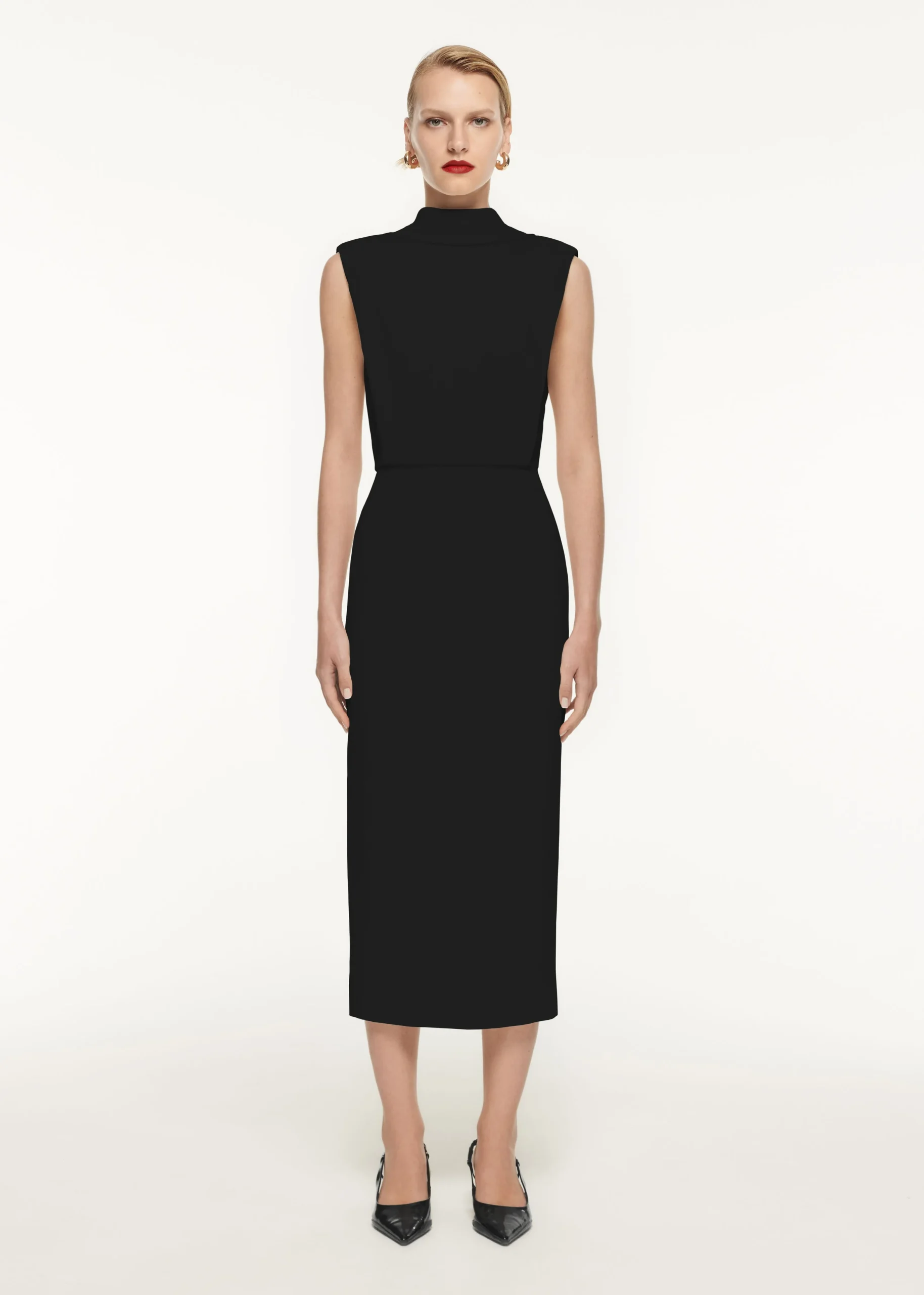 Ready To Wear|Ready To Wear Roland Mouret High Neck Stretch Cady Midi Dress Black