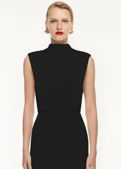 Ready To Wear|Ready To Wear Roland Mouret High Neck Stretch Cady Midi Dress Black