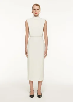 Ready To Wear|Ready To Wear Roland Mouret High Neck Stretch Cady Midi Dress Cream