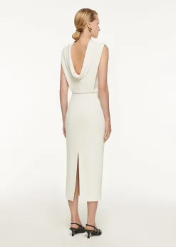 Ready To Wear|Ready To Wear Roland Mouret High Neck Stretch Cady Midi Dress Cream