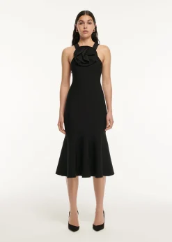 Ready To Wear|Ready To Wear Roland Mouret Knit Flower Detail Midi Dress