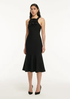 Ready To Wear|Ready To Wear Roland Mouret Knit Flower Detail Midi Dress
