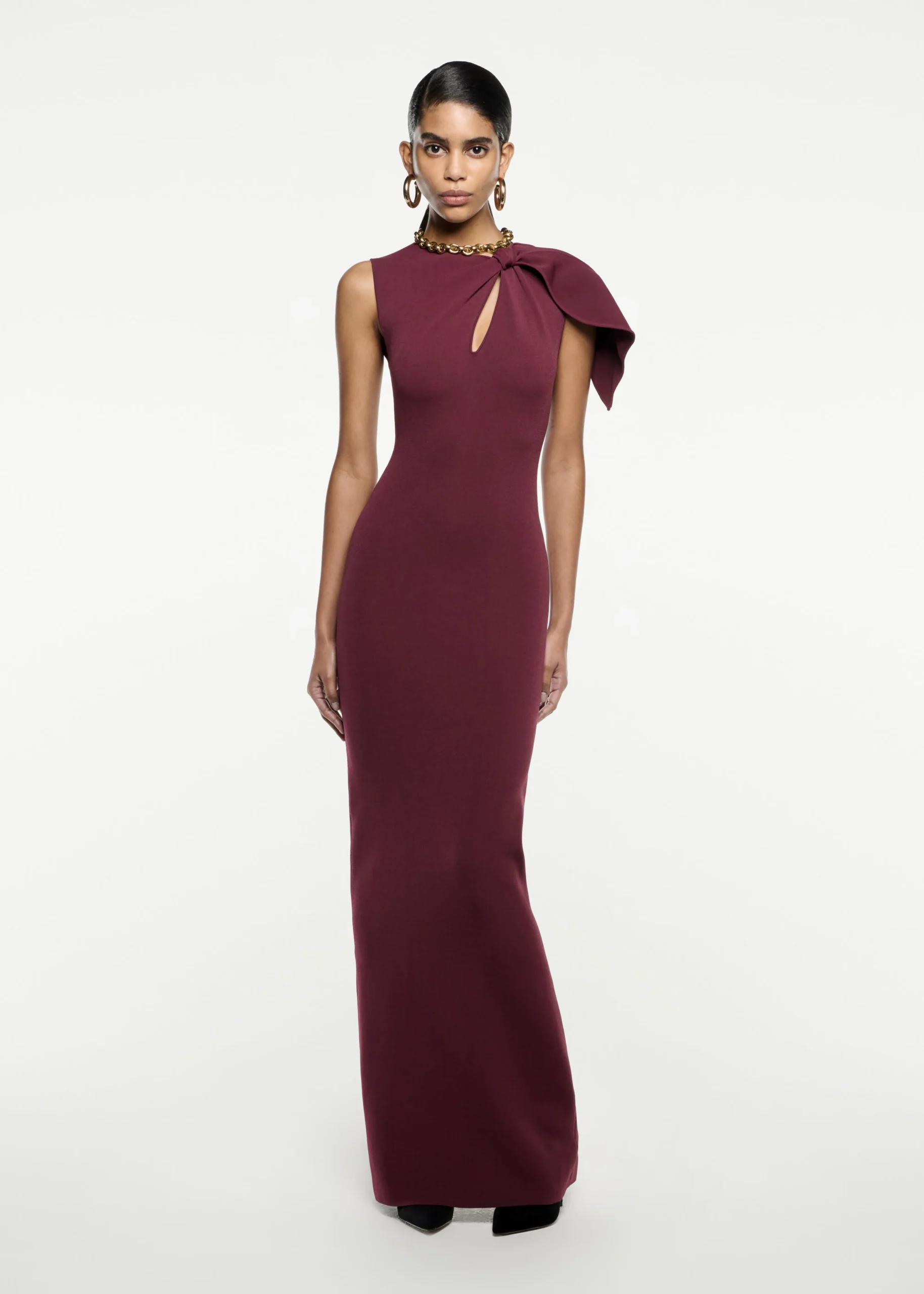 Ready To Wear|Ready To Wear|Ready To Wear Roland Mouret Knit Maxi Dress Maroon