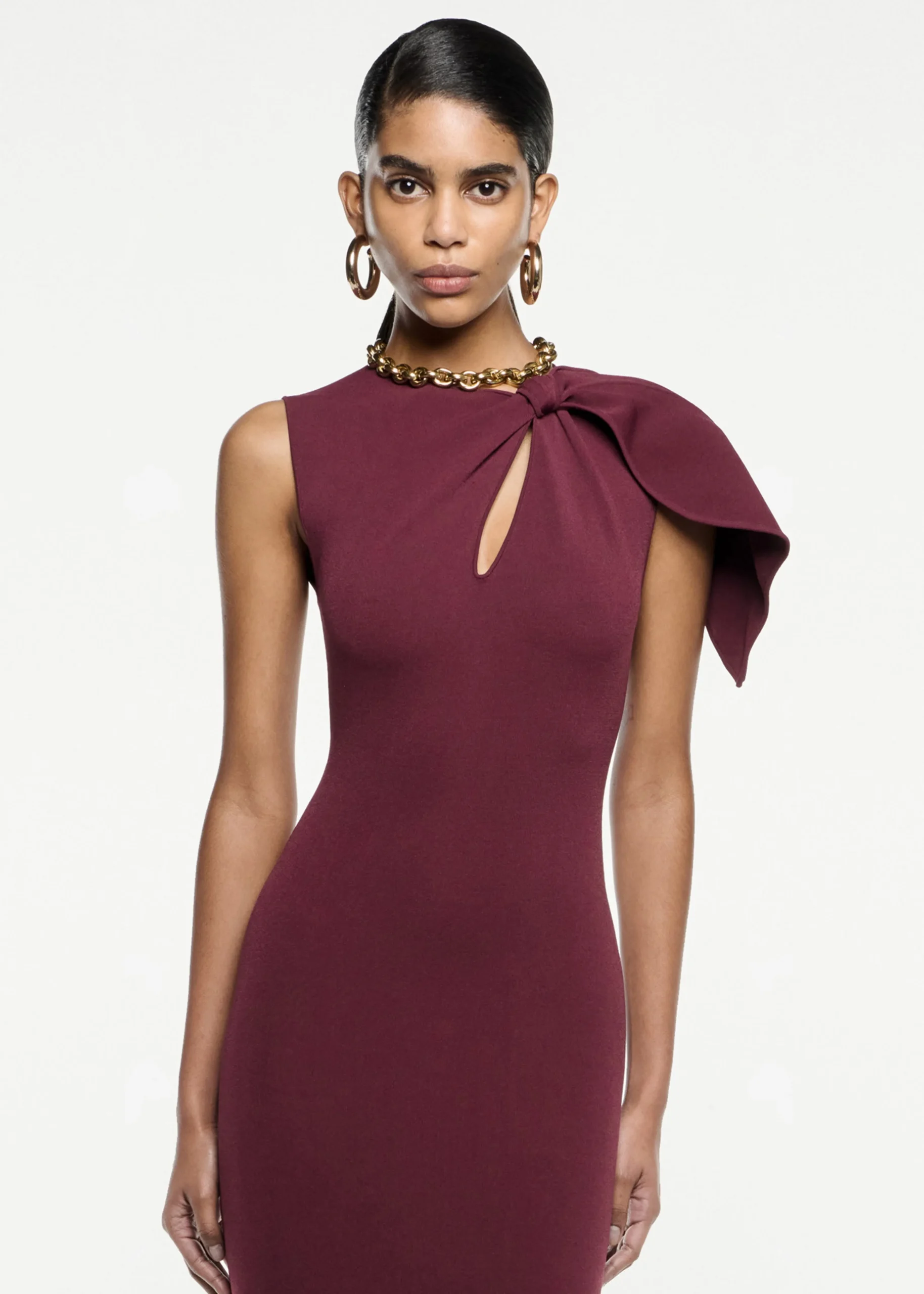 Ready To Wear|Ready To Wear|Ready To Wear Roland Mouret Knit Maxi Dress Maroon