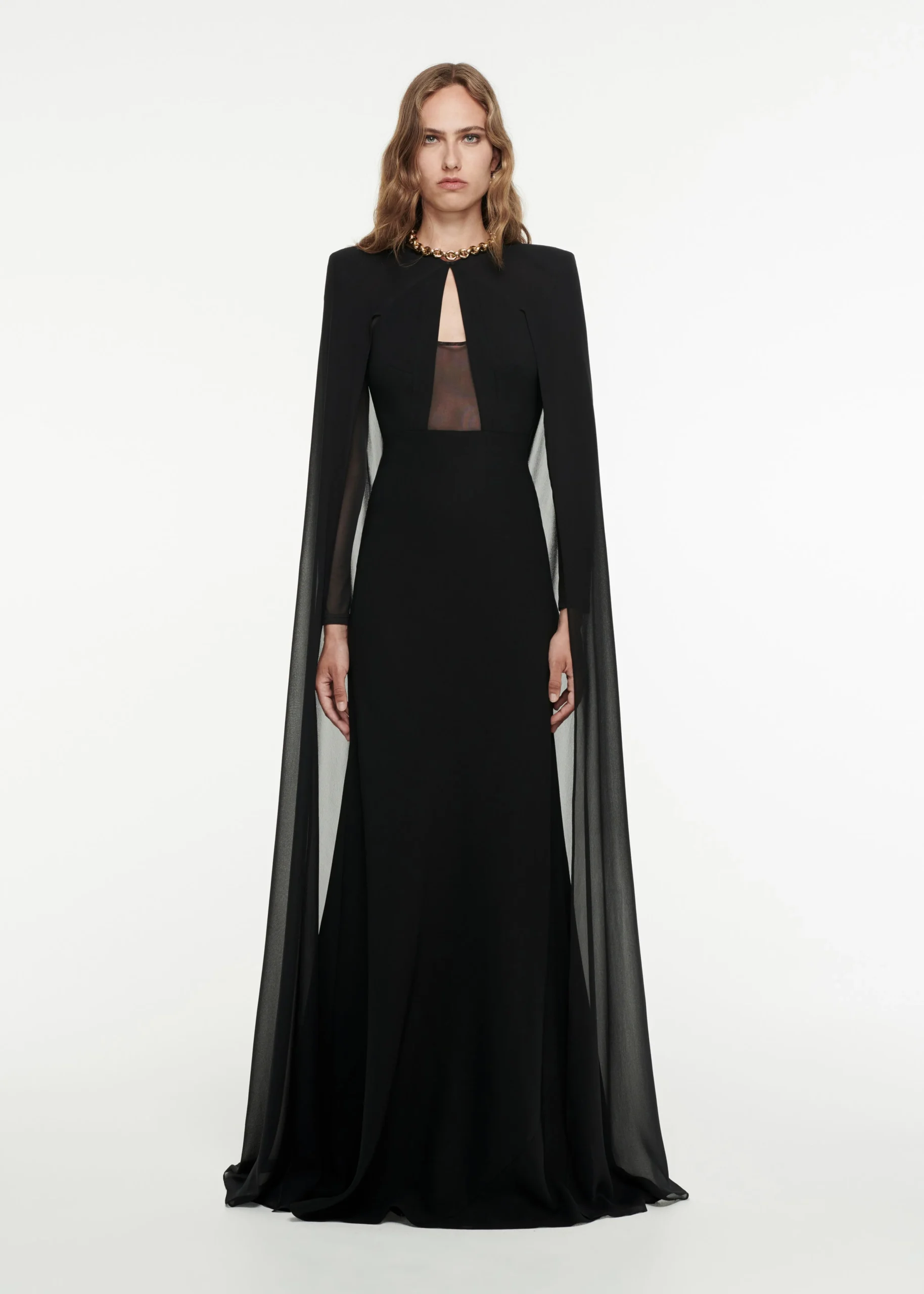 Ready To Wear|Ready To Wear Roland Mouret Long Sleeve Cape Gown Black
