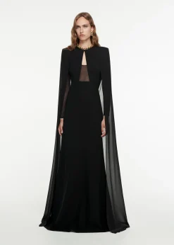 Ready To Wear|Ready To Wear Roland Mouret Long Sleeve Cape Gown Black