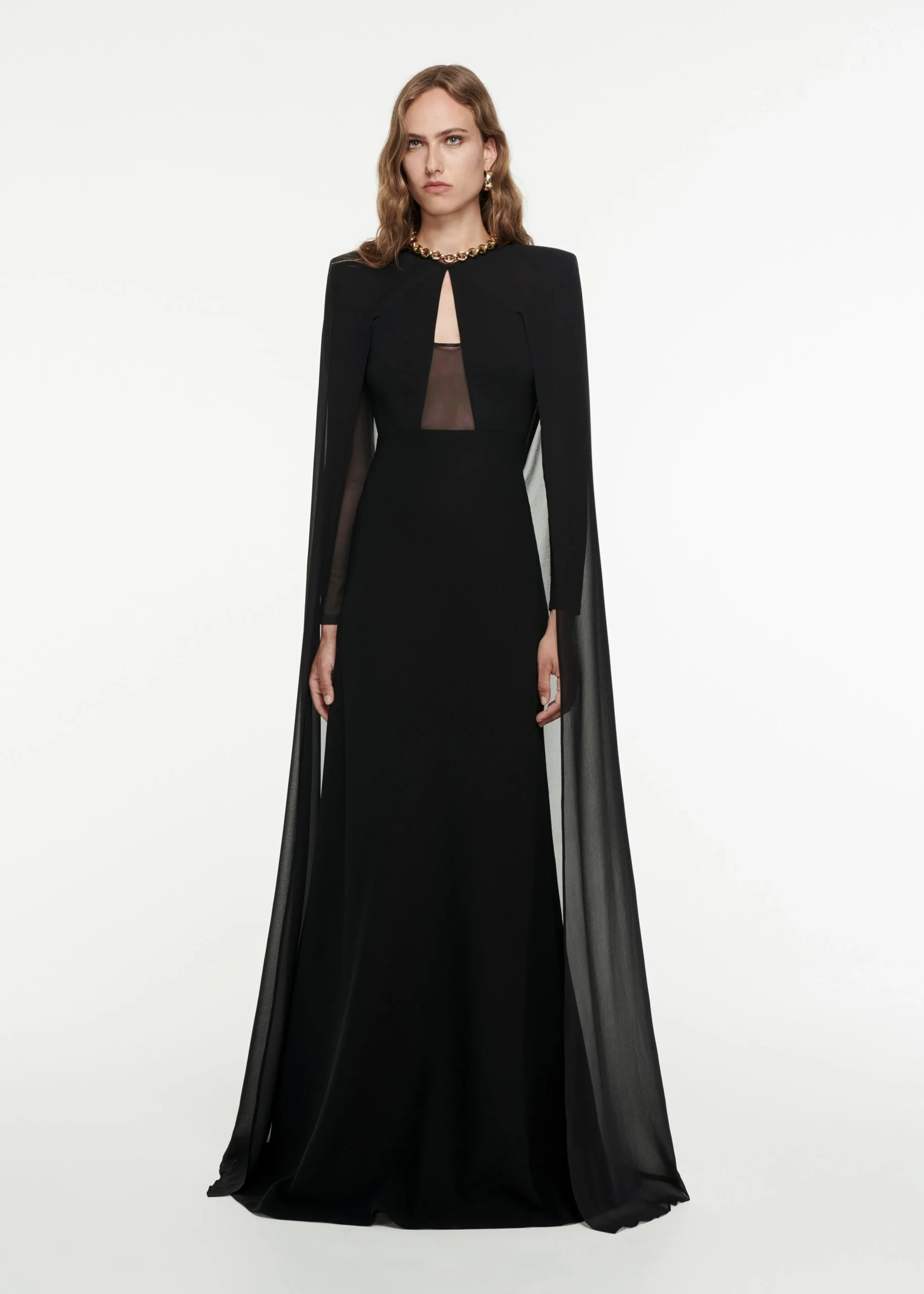 Ready To Wear|Ready To Wear Roland Mouret Long Sleeve Cape Gown Black