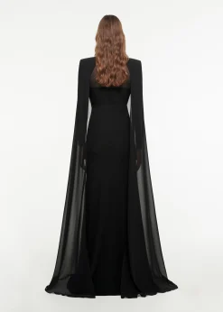 Ready To Wear|Ready To Wear Roland Mouret Long Sleeve Cape Gown Black