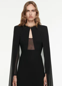 Ready To Wear|Ready To Wear Roland Mouret Long Sleeve Cape Gown Black