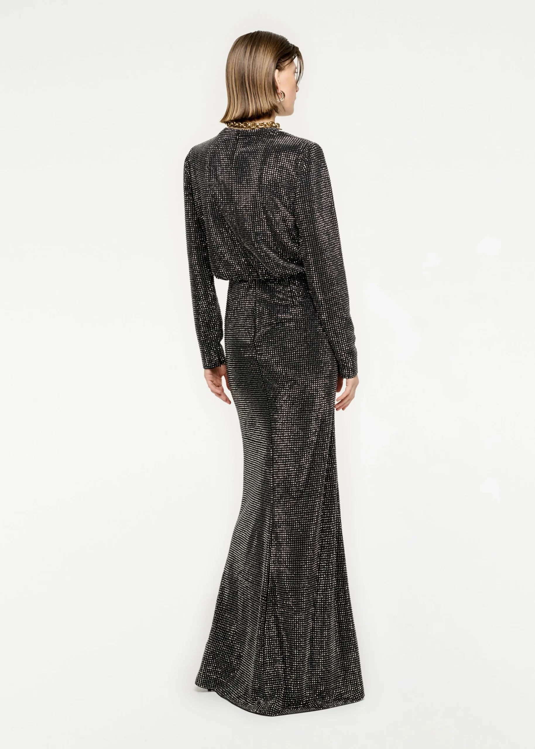 Ready To Wear|Ready To Wear Roland Mouret Long Sleeve Diamante Maxi Dress Black
