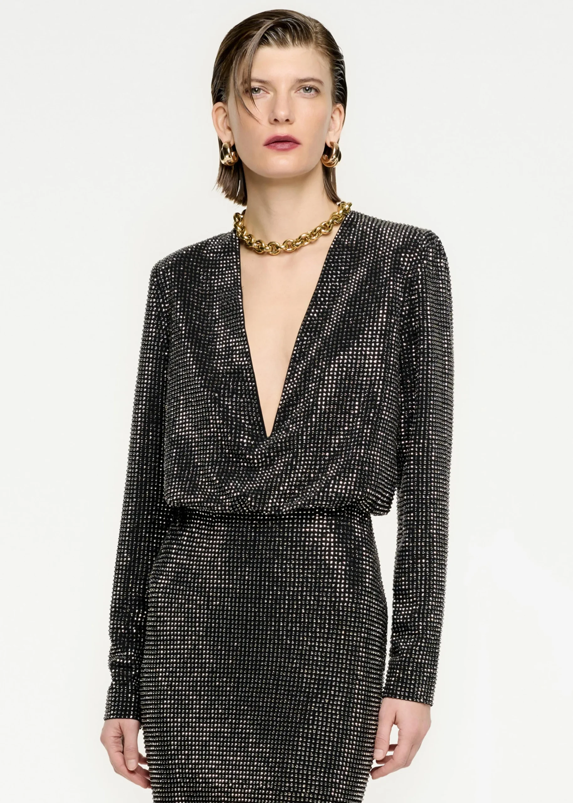 Ready To Wear|Ready To Wear Roland Mouret Long Sleeve Diamante Maxi Dress Black