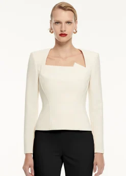 Ready To Wear|Ready To Wear Roland Mouret Long Sleeve Drape Detail Crepe Top