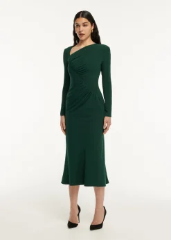 Ready To Wear|Ready To Wear Roland Mouret Long Sleeve Drape Detail Midi Dress