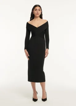 Ready To Wear|Ready To Wear|Ready To Wear Roland Mouret Long Sleeve Flat Knit Midi Dress