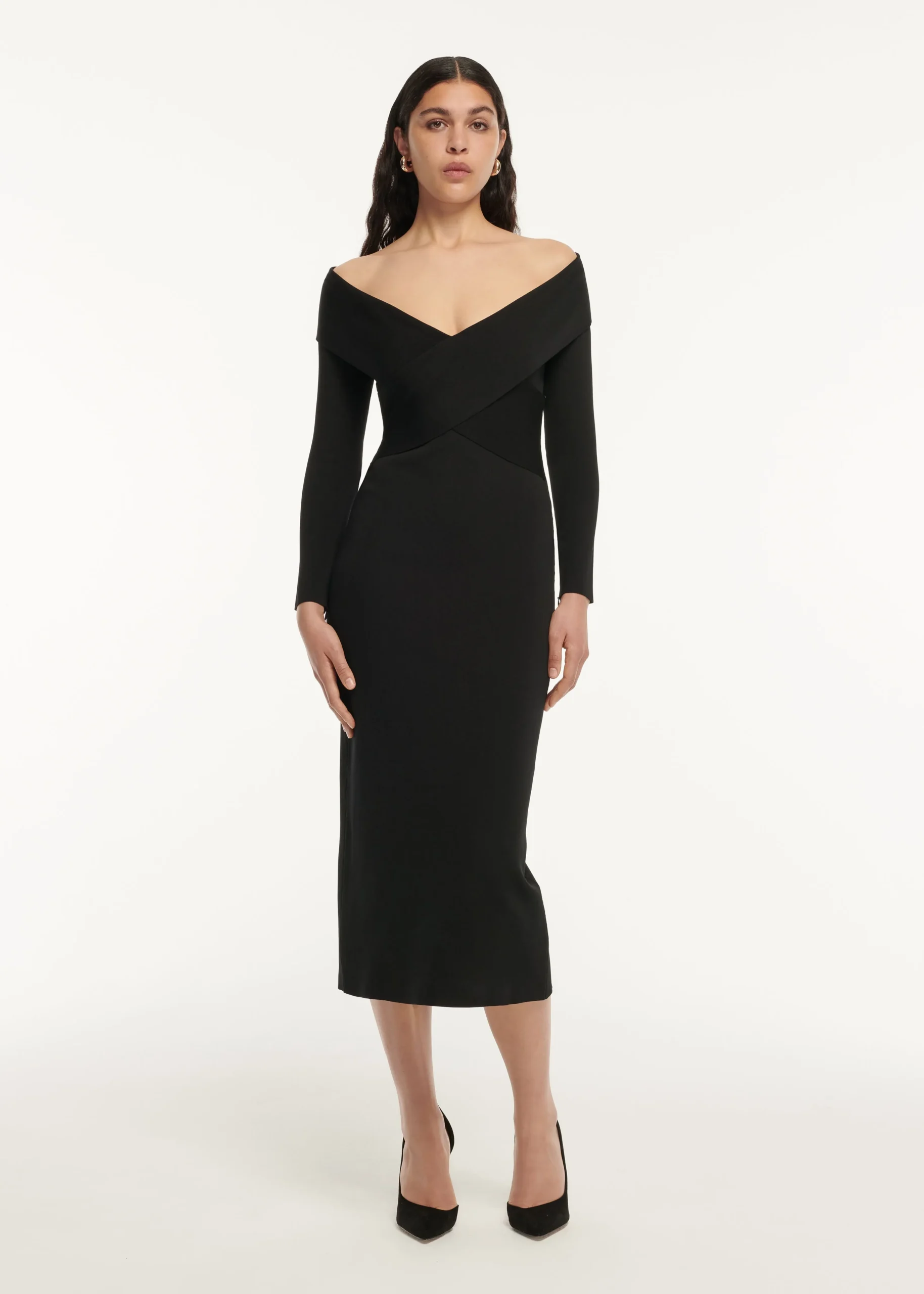 Ready To Wear|Ready To Wear|Ready To Wear Roland Mouret Long Sleeve Flat Knit Midi Dress