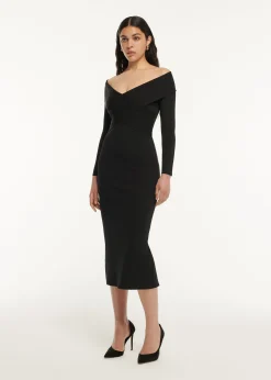 Ready To Wear|Ready To Wear|Ready To Wear Roland Mouret Long Sleeve Flat Knit Midi Dress
