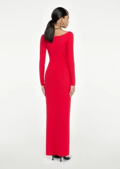 Ready To Wear|Ready To Wear|Ready To Wear Roland Mouret Long Sleeve Knit Maxi Dress Red