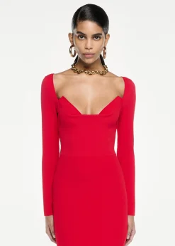 Ready To Wear|Ready To Wear|Ready To Wear Roland Mouret Long Sleeve Knit Maxi Dress Red