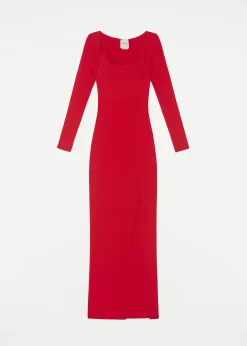 Ready To Wear|Ready To Wear|Ready To Wear Roland Mouret Long Sleeve Knit Maxi Dress Red