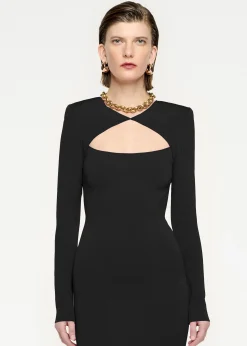 Ready To Wear|Ready To Wear|Ready To Wear Roland Mouret Long Sleeve Knit Midi Dress Black