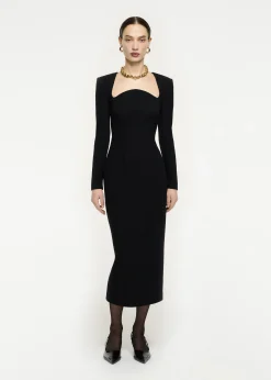 Ready To Wear|Ready To Wear Roland Mouret Long Sleeve Moon Midi Dress Black