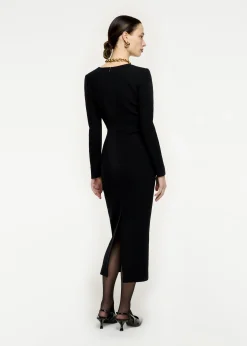 Ready To Wear|Ready To Wear Roland Mouret Long Sleeve Moon Midi Dress Black
