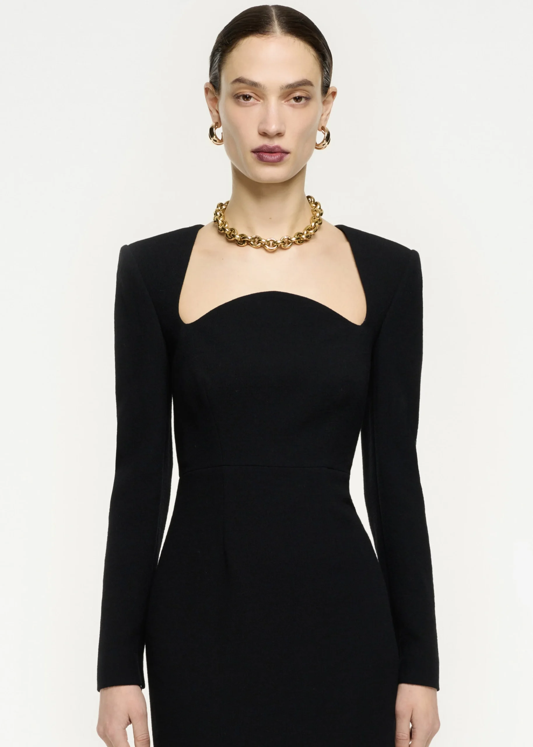 Ready To Wear|Ready To Wear Roland Mouret Long Sleeve Moon Midi Dress Black