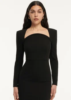 Ready To Wear|Ready To Wear Roland Mouret Long Sleeve Moon Stretch Cady Midi Dress
