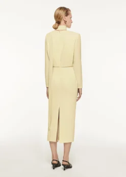 Ready To Wear|Ready To Wear Roland Mouret Long Sleeve Satin Crepe Midi Dress Yellow