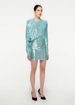 Ready To Wear|Ready To Wear Roland Mouret Long Sleeve Sequin Mini Dress Blue