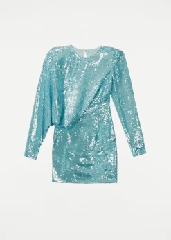 Ready To Wear|Ready To Wear Roland Mouret Long Sleeve Sequin Mini Dress Blue