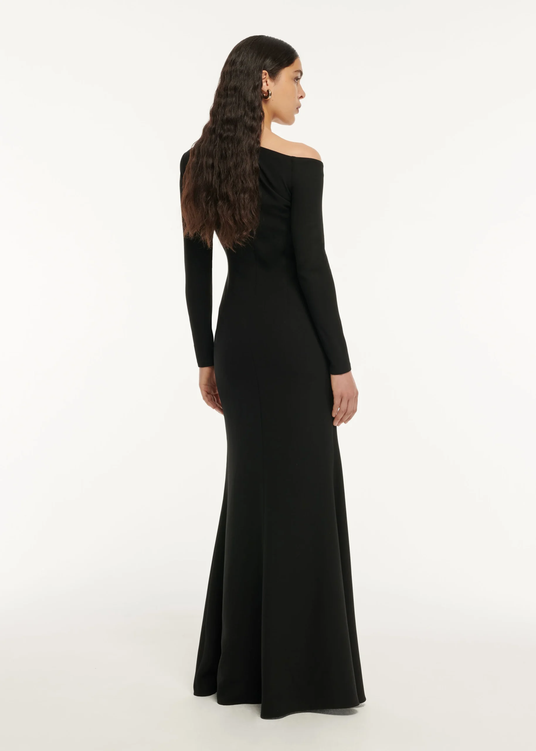 Ready To Wear|Ready To Wear Roland Mouret Long Sleeve Stretch Cady Drape Maxi Dress